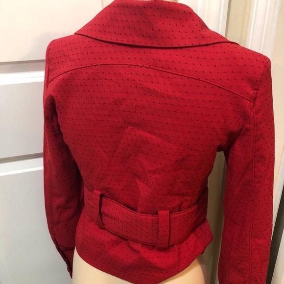 Epic stunning polkadot cropped vintage belted jacket size S/M - Picture 3 of 4